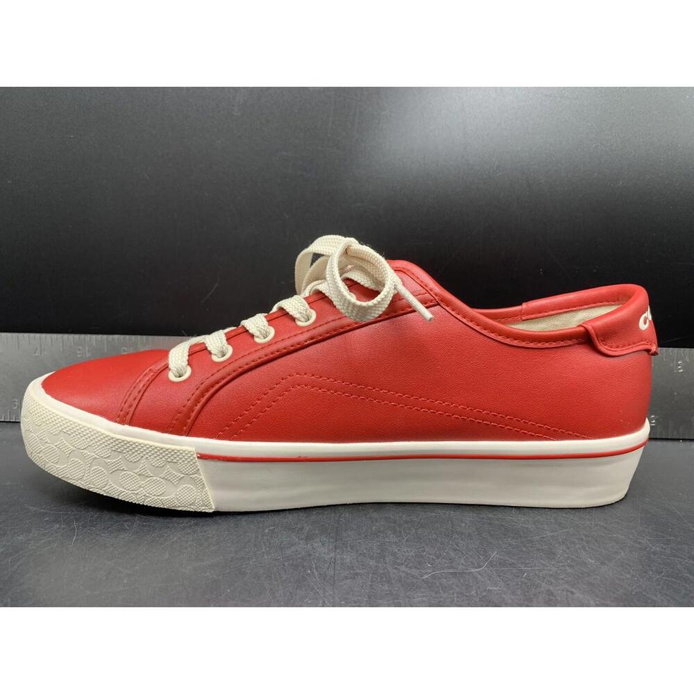Red Coach Shoes Women's Lowline Leather Low Top Sneaker Size 8.5 B Red White - Picture 14 of 15
